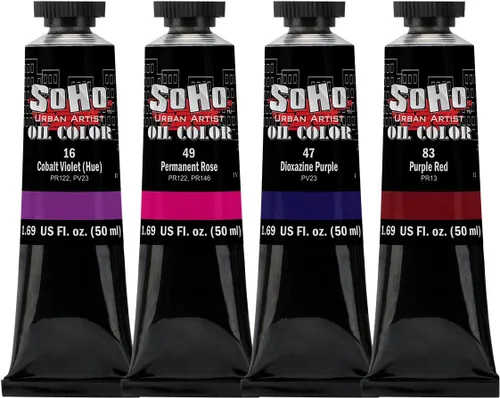 Vista 10 de Soho Urban Artist Juego de tubos de pintura al óleo de 24 a 0.4 fl oz, aceites de triple fresado con linaza refinada, aplicación suave, mezclas