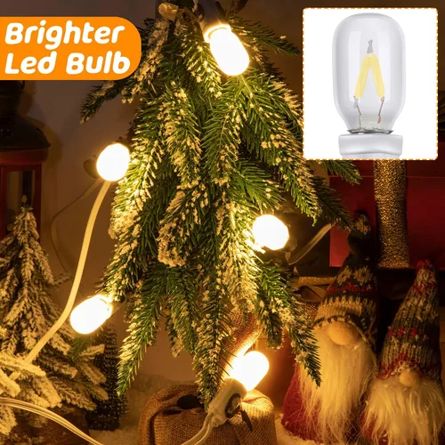 Vista 3 de Meonum Paquete de 2 Cables de Accesorios con 6 Bombillas LED T20, Luz de Molde Soplado para Interiores Blanco Cálido con Interruptor, Luz E12