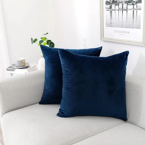 Vista 15 de NiNi ALL - Fundas de almohada decorativas de terciopelo 30x30 cm, paquete de 2 unidades, color azul bebé, suaves para sofá, dormitorio, sala