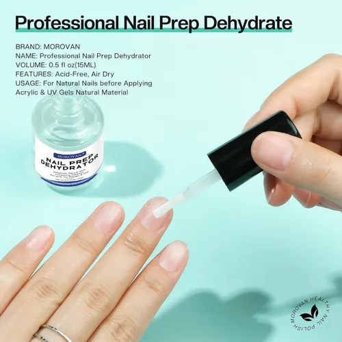 Vista 8 de Morovan - Deshidratador profesional para uñas sin ácido para esmalte de uñas de gel UV, uñas acrílicas, imprimación natural de uñas de secado