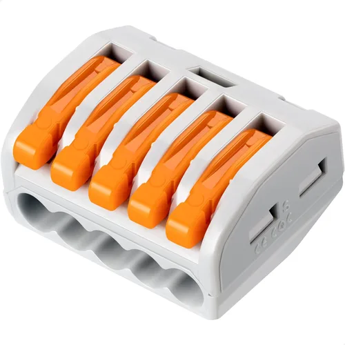 Vista 10 de 50 conectores de cable de palanca, conectores de empalme compactos para cables flexibles trenzados sólidos (2 conductores-naranja)