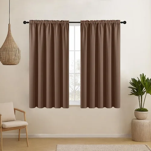 Vista 49 de CUCRAF Cortinas opacas cortas para oscurecer la habitación, paneles de cortina para ventana, bolsillo para cortinero, cortinas sólidas
