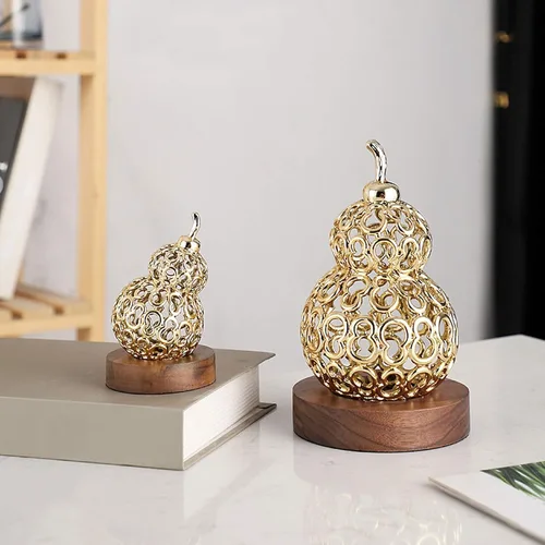 Vista 4 de SHUTING2020 Chino Feng Shui Escultura Chino Buena Suerte Calabaza para la Riqueza Figura Coleccionable Calabaza Decoración del Hogar, Aleación