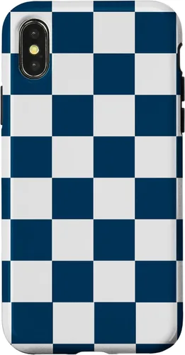 Vista 22 de Checkered Navy Blue and White Checkerboard Case for iPhone 17