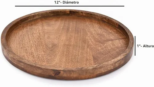 Vista 6 de EDHAS Bandeja Portavelas Decorativa Redonda de Madera para Centros de Mesa para Mesas de Café, Decoraciones Modernas para el Hogar Estilo Granja