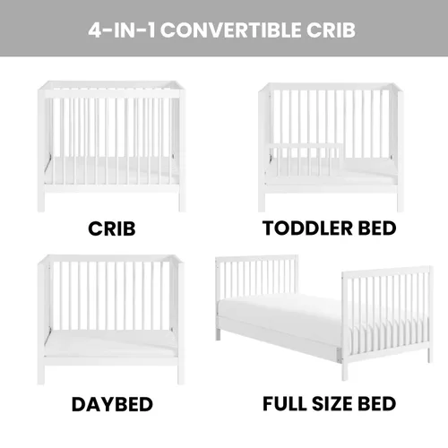 Vista 2 de Oxford Baby Essentials Island Mini cuna convertible 4 en 1 con husillos redondos, color blanco