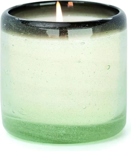 Vista 8 de Paddywax La Playa, Vela perfumada de agave azul salado en vidrio de burbujas soplado a mano reutilizable, vela de cera de soja con aproximadamente