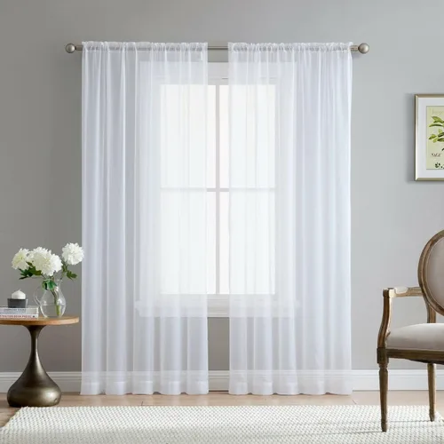 Vista 4 de Empire Home Charli - Juego de 2 paneles de cortina de gasa transparente sólida para ventana (120 pulgadas, superlargos, negro)