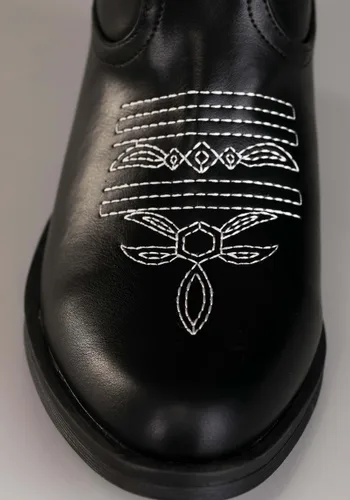 Vista 2 de Botas de Vaquera Negras de Cuero Sintético para Mujer Multicolor