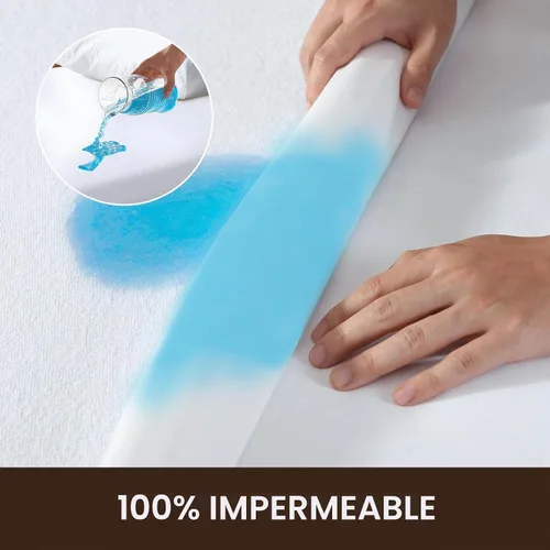 Vista 2 de Cleva Home Protector de colchón 100% impermeable, bolsillos profundos que se adaptan a hasta 18 pulgadas, funda de rizo suave y transpirable sin