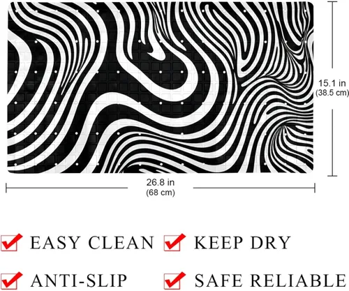 Vista 4 de Tapetes de baño y ducha, tapete de baño antideslizante con agujeros de drenaje y ventosas para suelo de baño, 15.1 x 26.8 pulgadas