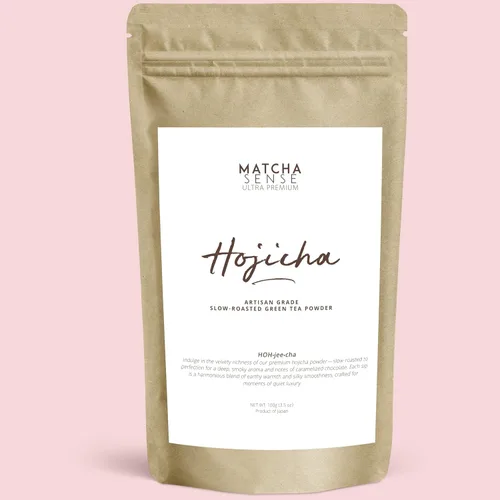 Vista 5 de Matcha Sense - Auténtico polvo japonés de Hojicha - Té verde tostado lento premium, baja en cafeína, alternativa al café, bolsa resellable fácil