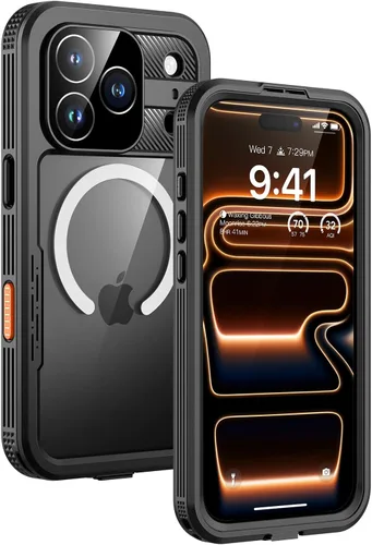 Vista 30 de Lanhiem Funda magnética impermeable para iPhone 16, protector de pantalla de privacidad integrado, compatible con MagSafe, funda antiespía de cuerpo