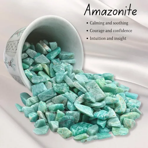 Vista 3 de Amazing Gemstone Rocas de grava de acuario con chips de Amazonita, chips de cornalina a granel, pequeñas virutas de piedra rodada, pequeños