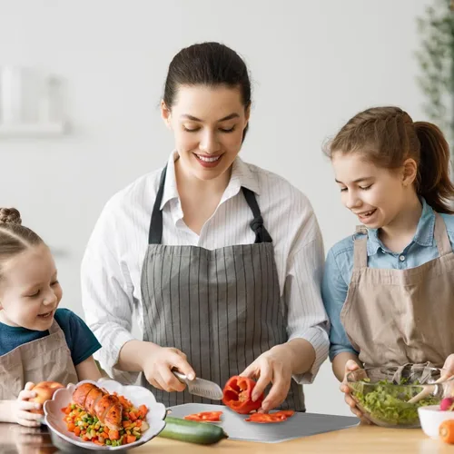 Vista 7 de Tabla de cortar de titanio, tablas de cortar de acero inoxidable para cocina, tabla de cortar 304 de grado alimenticio de doble cara para carne