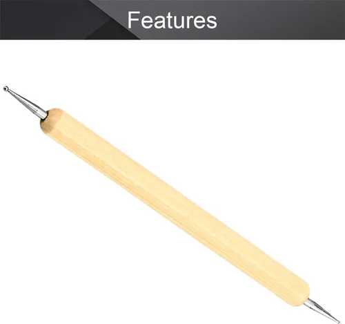 Vista 3 de Utoolmart Herramientas de punteado con punta de bola, puntas de bola de doble extremo, mango de madera, herramientas decorativas, patrón de relieve