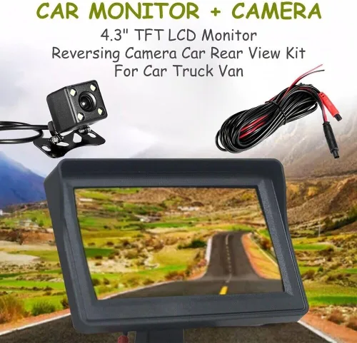 Vista 4 de 4.3 pulgadas TFT LCD coche monitor vehículo vista trasera reversa coche cámara LED aparcamiento sistema para coches, camiones, camionetas, SUV