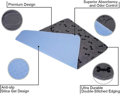 Vista 3 de Almohadillas lavables para orina de perros con guantes de aseo gratuitos, tapetes antideslizantes para perros con gran absorción de orina