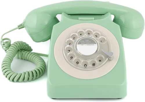 Vista 11 de GPO 746 Rotary 1970s-style Retro Teléfono fijo - Cable rizado, anillo de campana auténtico Azul celeste