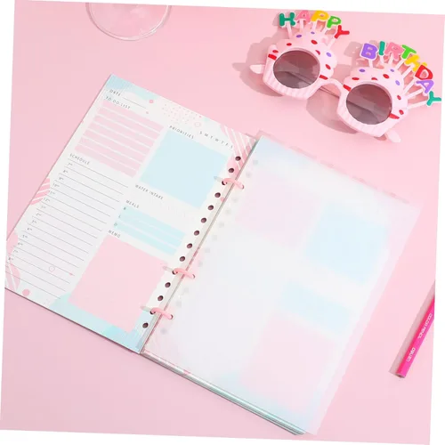 Vista 5 de STOBOK Bloc de notas duro diario de papel de plástico clasificado inserta planificador desmontable anillo vertical, separadores de páginas