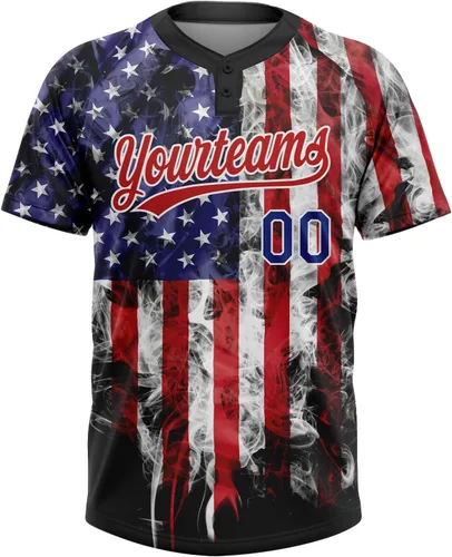 Vista 2 de Camisetas de béisbol personalizadas con dos botones, camisetas de sóftbol personalizadas con logotipo de nombre cosido para hombres, mujeres