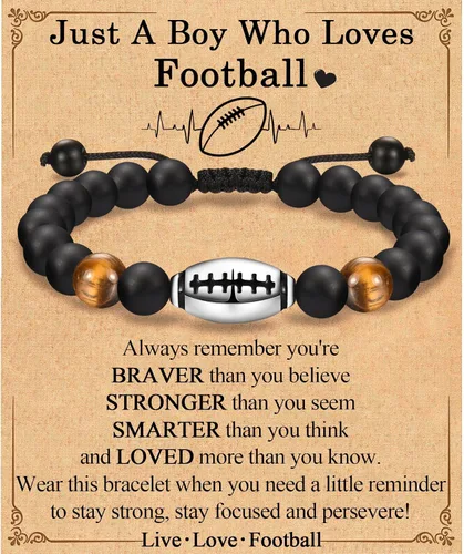 Vista 15 de EFVISD Pulsera de fútbol, baloncesto, béisbol, hockey para regalos para niños jugadores amantes de equipos, hijo, nieto, hermano, sobrino, amigo