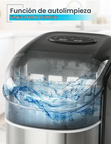 Vista 7 de BLACK+DECKER Máquina de hielo, capacidad de 26 libras, hielo en forma de Acero inoxidable y negro.