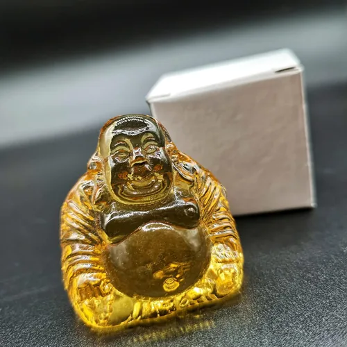 Vista 7 de Estatua de Buda sonriente de cristal curativo, mini figura de Buda feliz de la suerte, adorno de meditación Feng Shui para escritorio, automóvil