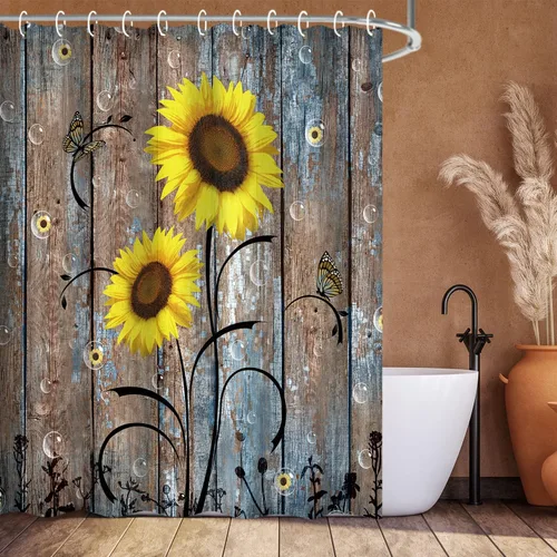Vista 8 de RosieLily Cortina de ducha pequeña, 36 x 72 pulgadas, juego de cortinas de ducha rústicas, cortinas de ducha estilo granja americana para baño