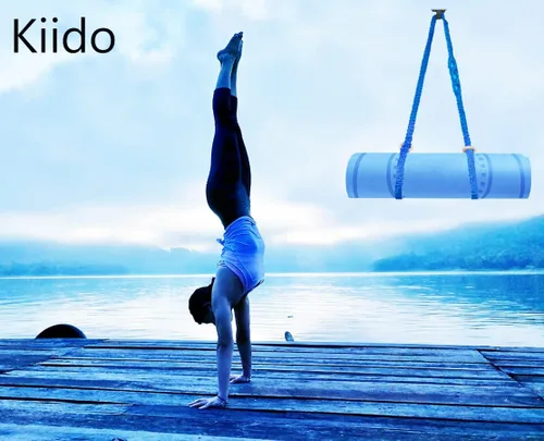 Vista 2 de kiido Correa de transporte para esterilla de yoga de macramé [alfombrilla no incluida], correa multiusos tejida a mano