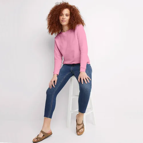 Vista 5 de Hanes Ecosmart Sudadera de cuello redondo con muesca en V para mujer