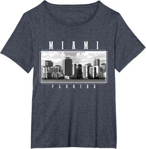 Vista 28 de Miami Skyline Florida Pride Vintage Miami Camiseta, Negro