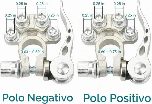 Vista 2 de 2 PCS Conectores de Terminal de Batería de Desconexión Rápida de 4 Vías, Extremos de Cable Positivos y Negativos para Postes SAE/JIS Tipo A