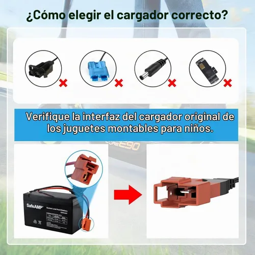 Vista 3 de Cargador de batería de 12 V compatible con juguetes de paseo, coche
