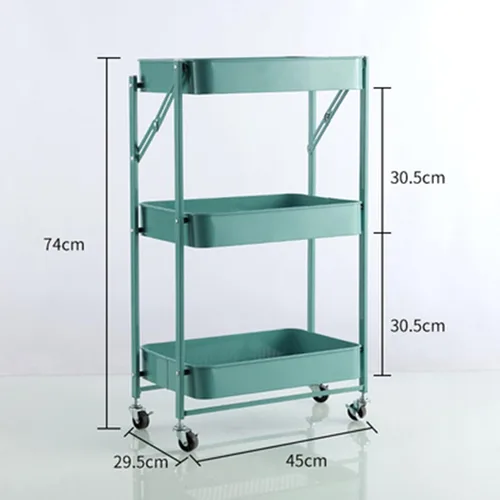 Vista 2 de Carrito de almacenamiento de frutas y verduras, carrito plegable de metal para cocina, estante organizador de almacenamiento de 3 niveles