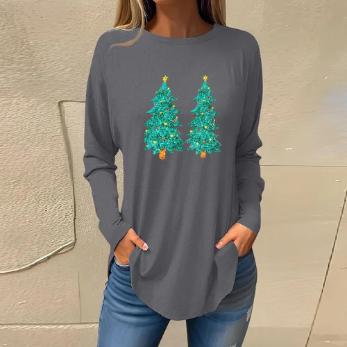Vista 3 de FlekmanArt Sudadera para mujer, cuello redondo, manga larga, color liso, cómoda, elegante, trajes lindos y a la moda