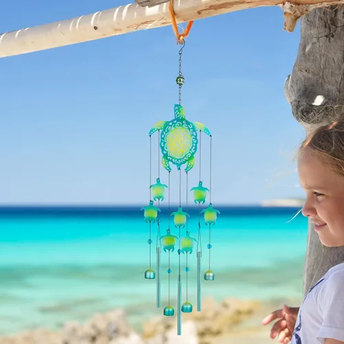 Vista 4 de Campanillas de viento de tortuga marina: regalo conmemorativo para mamá, decoración de jardín al aire libre, regalo para amantes de las tortug