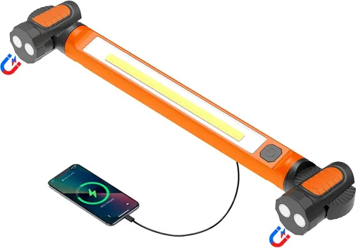 Vista 10 de Paquete de 2 luces de trabajo mecánicas, barra LED recargable de 3000 lm, portátil, magnético, ganchos, linterna SOS Verde 2