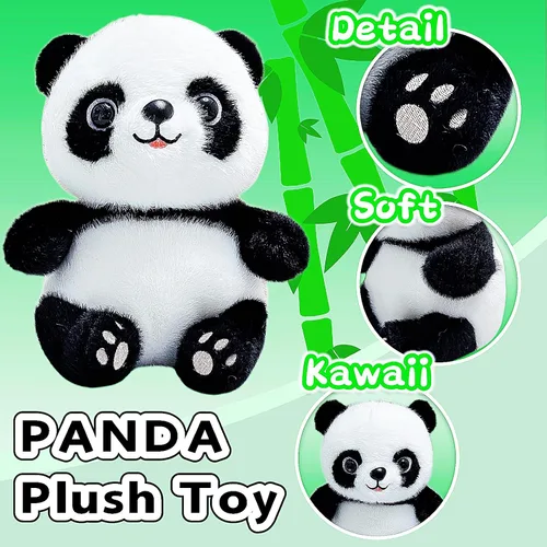 Vista 4 de Juguetes de Peluche de Oso Panda de 10 Pulgadas para Niños y Bebés, Lindos Juguetes de Oso Panda de Peluche, Osos de Peluche Suaves para Relleno