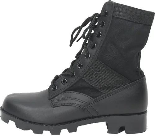 Vista 2 de Botas tácticas de la jungla con suela de Panamá de 8 pulgadas, militar tipo GI Ejército de combate de Vietnam, cuero/lona