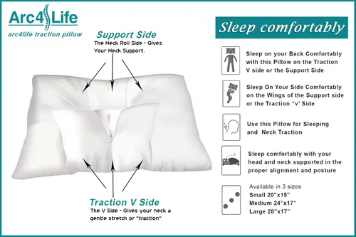 Vista 4 de Almohada cervical de cuello de tracción lineal de Arc4life, tamaño mediano 24 x 17 pulgadas, cuello cervical y tracción del cuello, mejora