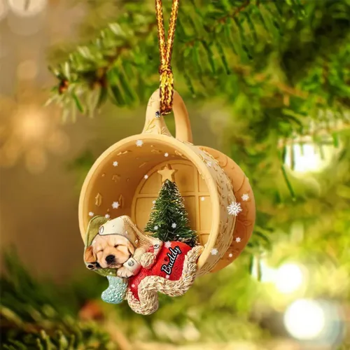 Vista 27 de Adornos de acrílico de encargo de la Navidad del nombre del perro, forma 2D personalizada para los amantes del perro Bulldog