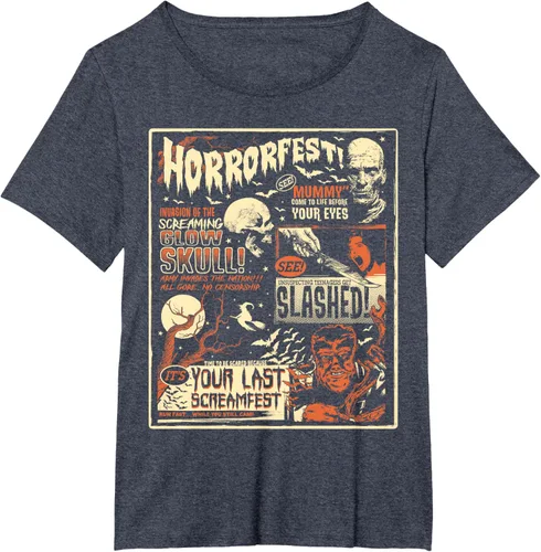 Vista 62 de Vintage Horrorfest Movie Poster Terror Old Time Halloween Camiseta S Negro