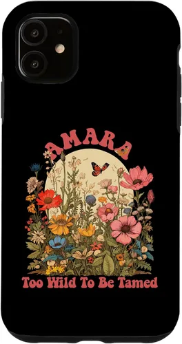 Vista 5 de iPhone 14 AMARA Name Cute Retro Girls Wildflower AMARA Name Case