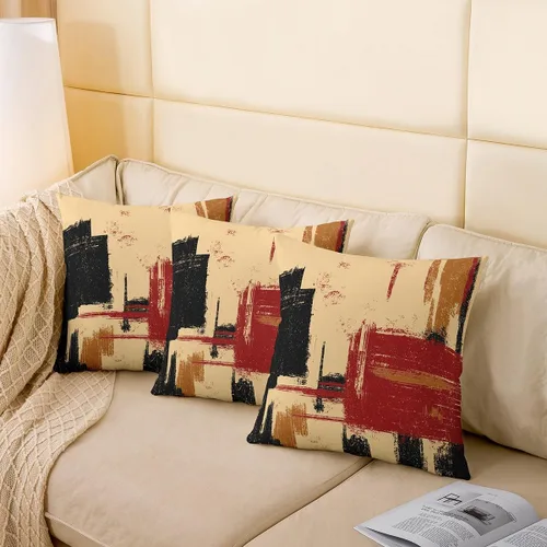 Vista 138 de Juego de 2 fundas de almohada abstractas de 16 x 16 pulgadas para niños, niñas, adolescentes, decoración de dormitorio, moderna a rayas, decoración