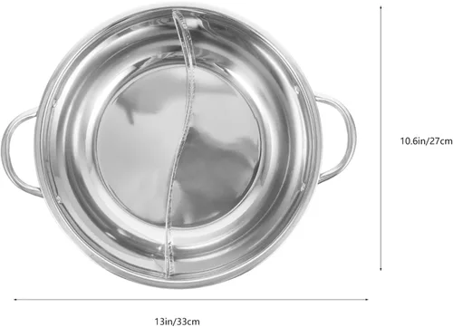 Vista 7 de DOITOOL Olla caliente con divisor de acero inoxidable de dos sabores chino Shabu Shabu olla caliente para estufa de gas de inducción eléctrica