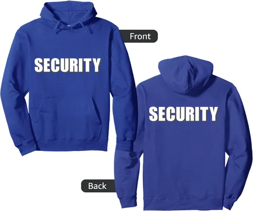Vista 6 de Sudadera con capucha con estampado frontal y trasero de servicio de guardia de Negro
