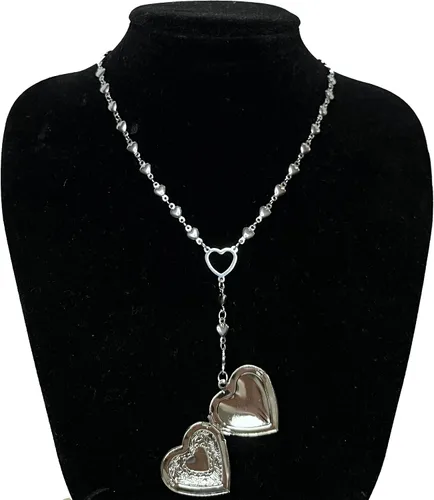 Vista 4 de ZKBKJSPZJB Collar con medallón de corazón personalizado para niñas, acero inoxidable, collar de corazón