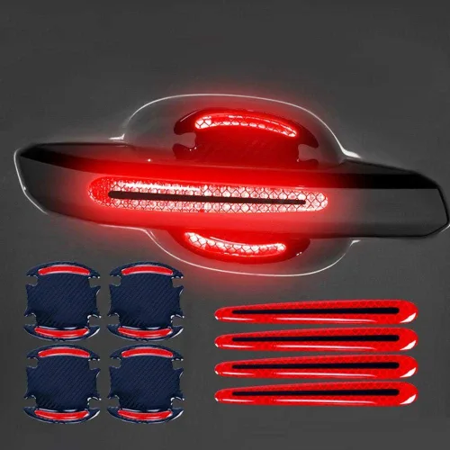 Vista 8 de 8 piezas universales de fibra de carbono 3D para manija de puerta de automóvil, protector de arañazos, cubierta protectora de película protectora