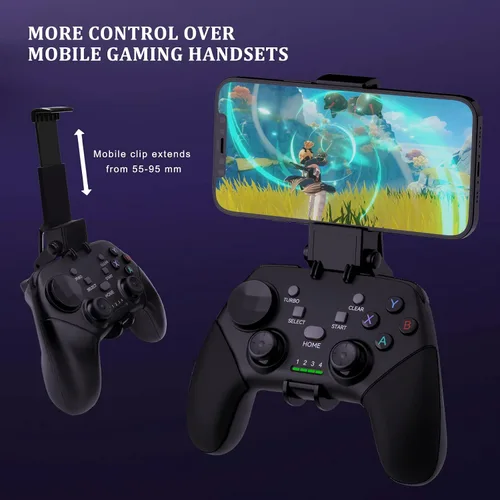 Vista 5 de Megadream Wireless Mobile Gaming Controller Gamepad for iPhone/Android/iPad/PC/Switch/PS4/iPad Joystick with Phone Holder, Supported Cloud Game